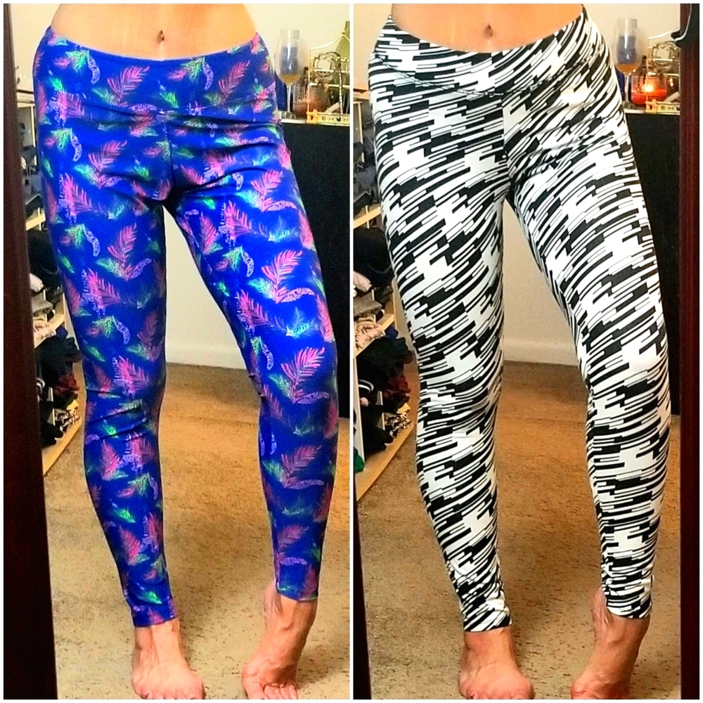 BUNDLE printed leggings large blue black white